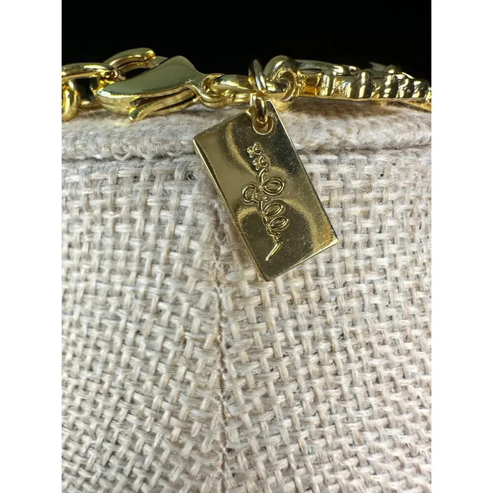 Lilly Pulitzer Gold Tone Elephant Link Bracelet Signed Designer Jewelry